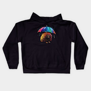 Echidna Rainy Day With Umbrella Kids Hoodie